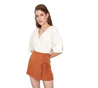 Trendyol Damen Women Basic High Waist Skinny Fit Skort Shorts Pants, Camel, 64