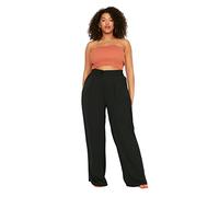 Trendyol Damen Women High Waist Wide Leg Plus Size Trousers Hose, Black, 46