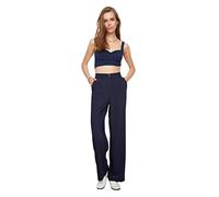 Trendyol Damen Women High Waist Wide Leg Trousers Hose, Marineblau, 36 EU