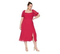 TRENDYOL Damen Women line Fitted Woven Dress Midi A-Linie tailliertes gewebtes Plus Size Kleid, Fuchsie, 42 EU