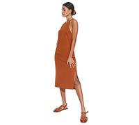 Trendyol Damen Women Midi Bodycon Fitted Woven Dress Damen Midi, figurbetontes, gewebtes Kleid, Brown,