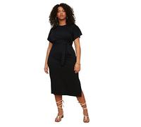 Trendyol Damen Women Plus Size Midi Jersey Dress Slim fit Knit Plus Size Dress Damen Midi-Jersey-Kleid in Übergröße, schmal geschnittenes Strickkleid in Übergröße, Black,