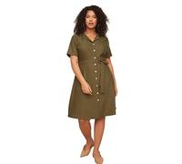 TRENDYOL Damen Women Shirt Relaxed Fit Woven Plus Size Dress Mini-Hemdkleid Lässig geschnittenes, gewebtes Kleid in Übergröße, Khaki, 44