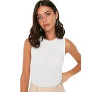 Trendyol Damen Women Slim Fit Basic Crew Neck Knitwear Blouse Damen Slim Fit Basic Strickbluse mit Rundhalsausschnitt, Ecru,