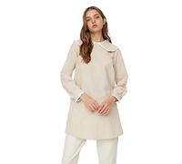 Trendyol Damen Women Tunic Peter Pan Collar Woven Tunics Regular Tunika Bubikragen Gewebte Modest Tuniken, Beige, 38