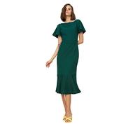 Trendyol Damen Women Wrapover Regular Fit Woven Dress Basics Midi Wickelkleid mit normaler Passform, Green, 34 EU