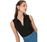 TRENDYOL Damen Women Young Slim fit Basic Polo Neck Knit Blouse Damen Young Slim Fit Basic Strickbluse mit Rollkragen, Black,