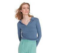 TRENDYOL Frau Slim Standard Umlegekragen Trikot Pullover, Indigoblau, S