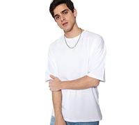 Trendyol Herren Basic Oversize Standard Crew Neck Woven T-Shirt Hemd, weiß, Large