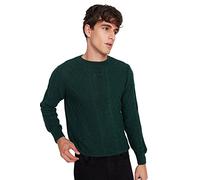 TRENDYOL Herren Einfarbiger, Schmaler Pullover mit Rundhalsausschnitt Sweatshirt, Grün, M Größen