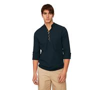 TRENDYOL Herren Navy Blue Boys Slim Fit Half Extracted Button Richter Collar New Shirt, Navy, L EU