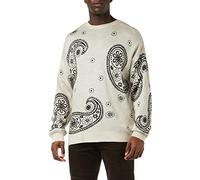 TRENDYOL Herren Pullover mit Rundhalsausschnitt, Einfarbig, Oversize Sweatshirt, Beige, S EU