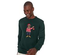 Trendyol Herren Pullover mit Rundhalsausschnitt und Slogan Sweatshirt, grün, Medium