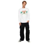 Trendyol Herren Rundhalsausschnitt und Slogan Regular Sweatshirt, Natur, Medium