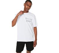 TRENDYOL Herren Trendyol Herren More Sustainable Oversize Standard Rundhals Knit T-shirt Hemd Lässig, Weiß, L