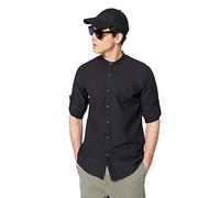 TRENDYOL Herren Trendyol Men's Basic Richter Collar Apolfent Slim Fit Long Sleeve Shirt, Schwarz, XXL EU