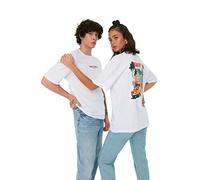 Trendyol Herren Unisex Relaxed Standard Rundhals Strick T-Shirt Weiß, weiß, XS