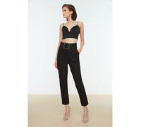 Trendyol Collection Schwarze Gewebte Hose Mit Gürtel Und Glänzendem Steindetail - für Damen - 36