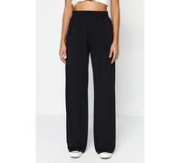 TRENDYOL Damen Damenhose mit Hoher Taille und Weitem Bein Hose, Schwarz, S