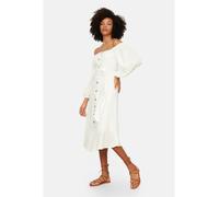 Trendyol Collection Ecrufarbenes, Gewebtes Midikleid Mit Gürtel Und Knöpfen für Damen - 40