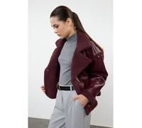 trendyol Kunstlederjacke in Bordeaux - Größe L | Damenjacken