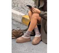 trendyol Leder-Slipper in Braun - Größe 36 | Damen Schuhe Halbschuhe