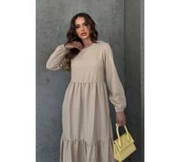 trendyol Leinenkleid in Beige - Größe L | Damen Kleider