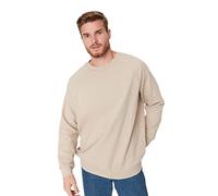 TRENDYOL MAN Beige Oversize-Wide Cut Fleece Inside-Warm Raglan Sleeve Sweatshirt Tmnaw23Sw00190