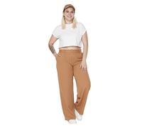 Trendyol Man Plus Size High Waist Wide Leg Plus Size Pants, Brown, 52