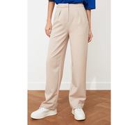Trendyol Collection Stone Gerade Geschnittene, Plissierte Webhose Mit Weitem Bein für Damen - 38