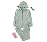 TRENDYOL Mint Cotton Girls Patterned Hooded Cardigan-Pants Knitted Bottom-Top Set Tkdaw25Au00040