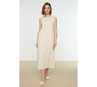 Trendyol Modest Damen Beige Einfarbig Midi Ärmellos Casual Gerade Modest Kleider