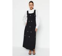 Trendyol Modest Damen Einfarbig ärmelloses Maxi-Gilet - Schwarz EU 44 / UK 16