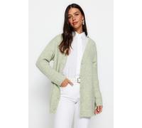 Trendyol Modest Damen einfarbiges, langes Cardigan im Regular Fit - Mintgrün