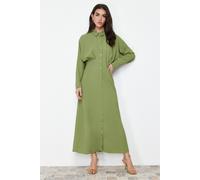 Trendyol Modest Damen Khaki Einfarbig Maxi Lang Casual Hemdblusenkleid Modest Kleider EU 38 / UK 10