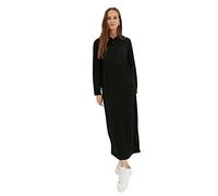 Trendyol Modest Damen Trendyol Women's Design Maxi Standard Polo Neck Knitwear Dress Kleid, Schwarz, S EU