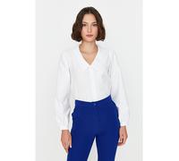 Trendyol Collection Weißes, Besticktes Baumwollhemd Mit Stickereidetails - für Damen - 36