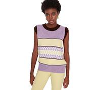 Trendyol Woman Design Figurbetont Standard Rundhalsausschnitt Trikot Strickweste, Braun, M