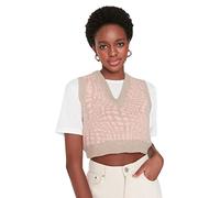 Trendyol Woman Figurbetont Standard V-Ausschnitt Trikot Strickweste, Rosa, M