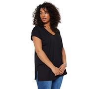 Trendyol Woman Plus Size Relaxed fit Basic V Neck Kurzarm Knit T-Shirt Hemd Schwarz 4XL