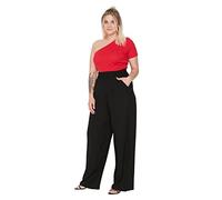 Trendyol Women Plus Size Normal Waist Wide Leg Plus Size Pants Black
