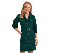 Trendyol Women Young Mini A-line Regular Woven Dress Khaki