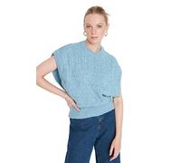 Trendyol Women's Crew Neck Cable Knit Regular Vest Sweater, Blau, L