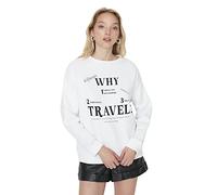 Trendyol Women's Crew Neck with Slogan Regular Sweatshirt, Weiß, XL