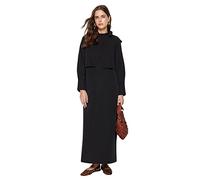 Trendyol Women's Damen Gerade Maxi Lange Ärmel Lässig Regulär Hijab-Kleid Dress, Black, 34