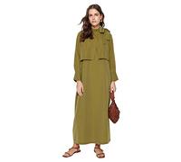 Trendyol Women's Damen Gerade Maxi Lange Ärmel Lässig Regulär Hijab-Kleid Dress, Khaki, 44