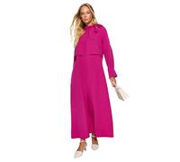 Trendyol Women's Damen Gerade Maxi Lange Ärmel Lässig Regulär Hijab-Kleid Dress, Pink, 34