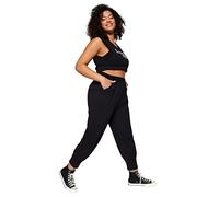 Trendyol Women's Damen Gerade Regulär Hohe Taille Hosen in Plus Size Pants, Black, 6XL Größen