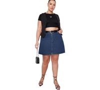 Trendyol Women's Damen Mini A-Linie Skater Webstoff Größen in Rock Skirt, Blau, 3XL