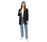 Trendyol Women's Damen Modest Regular Basic Plain Webstoff Jacke Coat, Black, 38